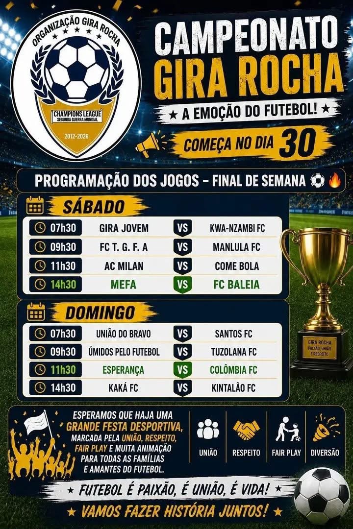 Cartaz de programacao dos jogos da GIRA ROCHA